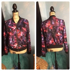 Galaxy Print Bomber Jacket